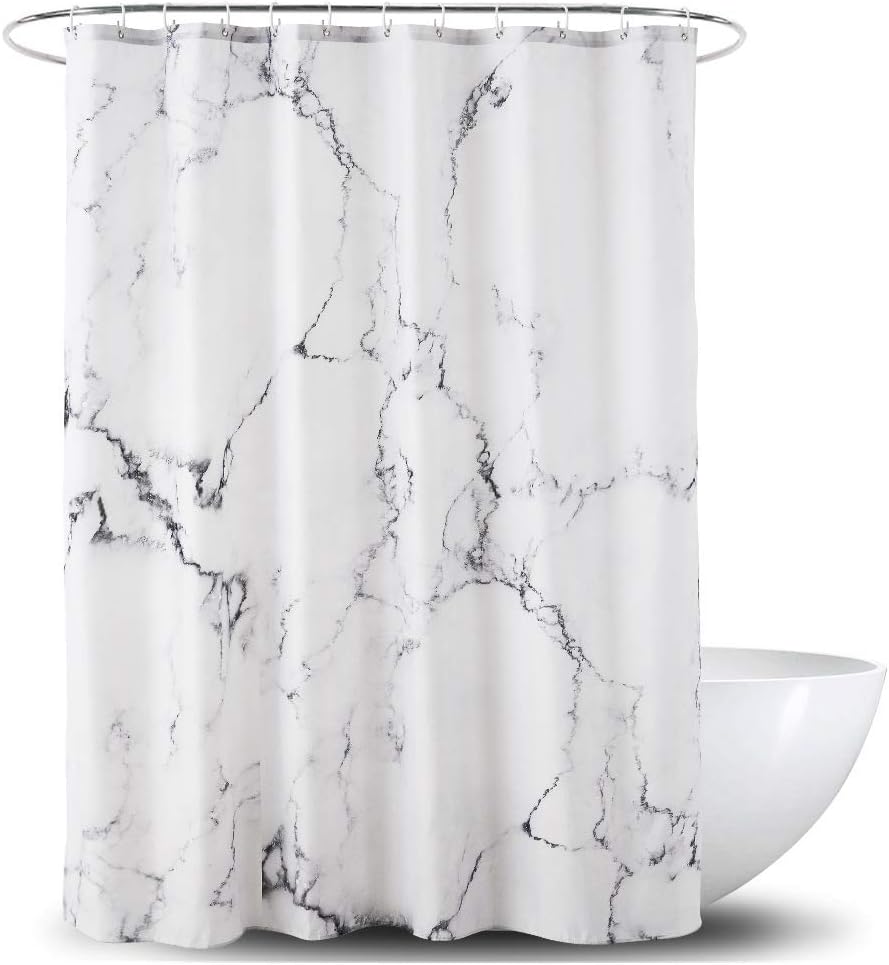 YOSTEV Marble Grey Shower Curtain, 3D Print, Water Proof, 72x72