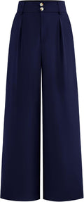 Wide Leg Dress Pants High Waisted Pleated Trousers - Flattering