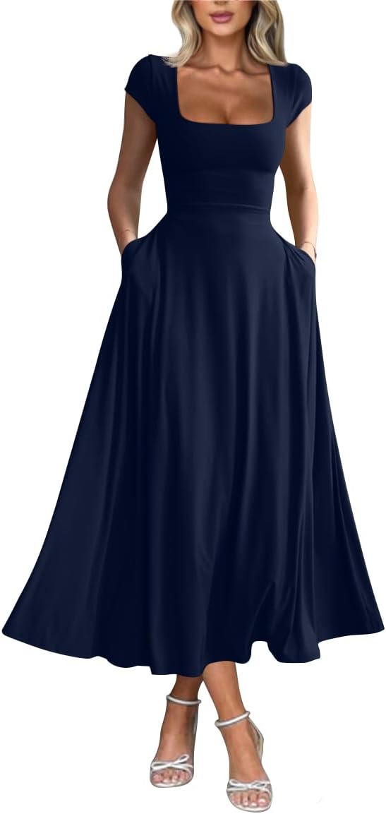 YMDUCH Women's Casual Maxi Dress with Pockets for Every Occasion