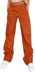 Cargo Pants for Women High Waisted Baggy Stretchy Wide Leg - 6 Pockets
