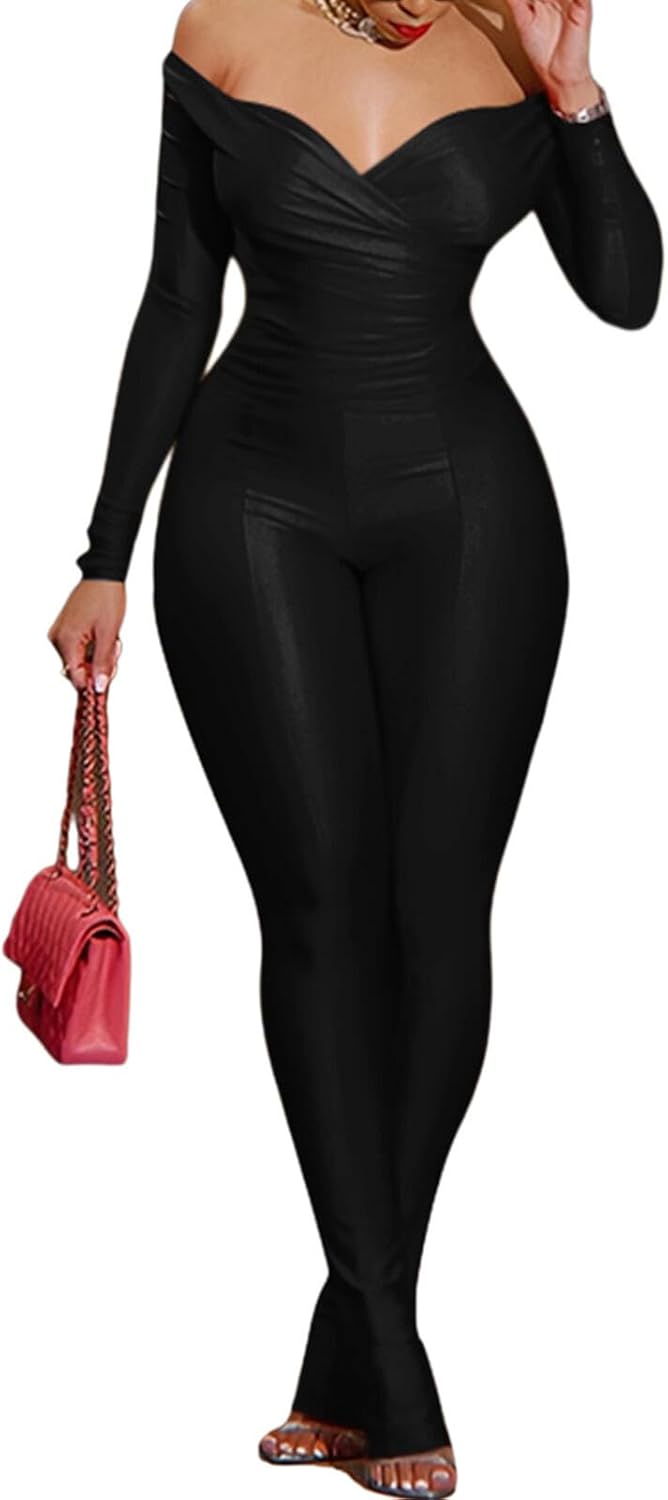 Sexy 2 Piece Outfits for Women with Off Shoulder Tops and Flared Pants