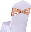 Wedding Rose Gold Chair Sashes 100 Pack Spandex Bands - Stretch Fit