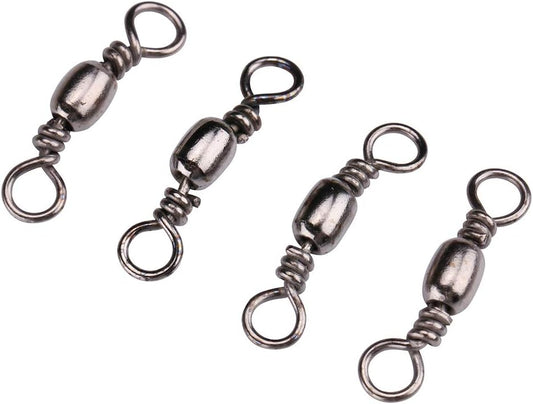 100pcs Barrel Bearing Swivel Connector, 28kg Test, Fishing Essential