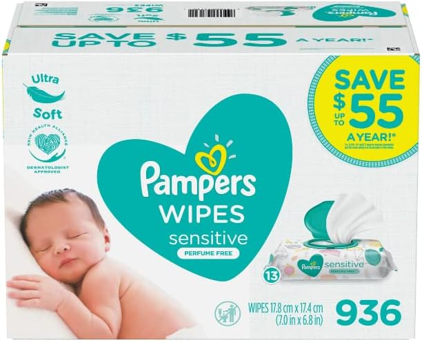 Pampers Sensitive Baby Wipes - 13 All Pop-Top Packs for Comfort