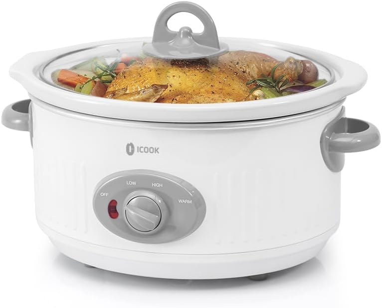 ICOOK Slow Cooker 3.5 Quart with Dishwasher Safe Ceramic Pot