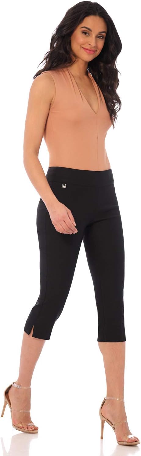 Rekucci Womens Pull-On Straight Leg Capri Pants with Tummy Control