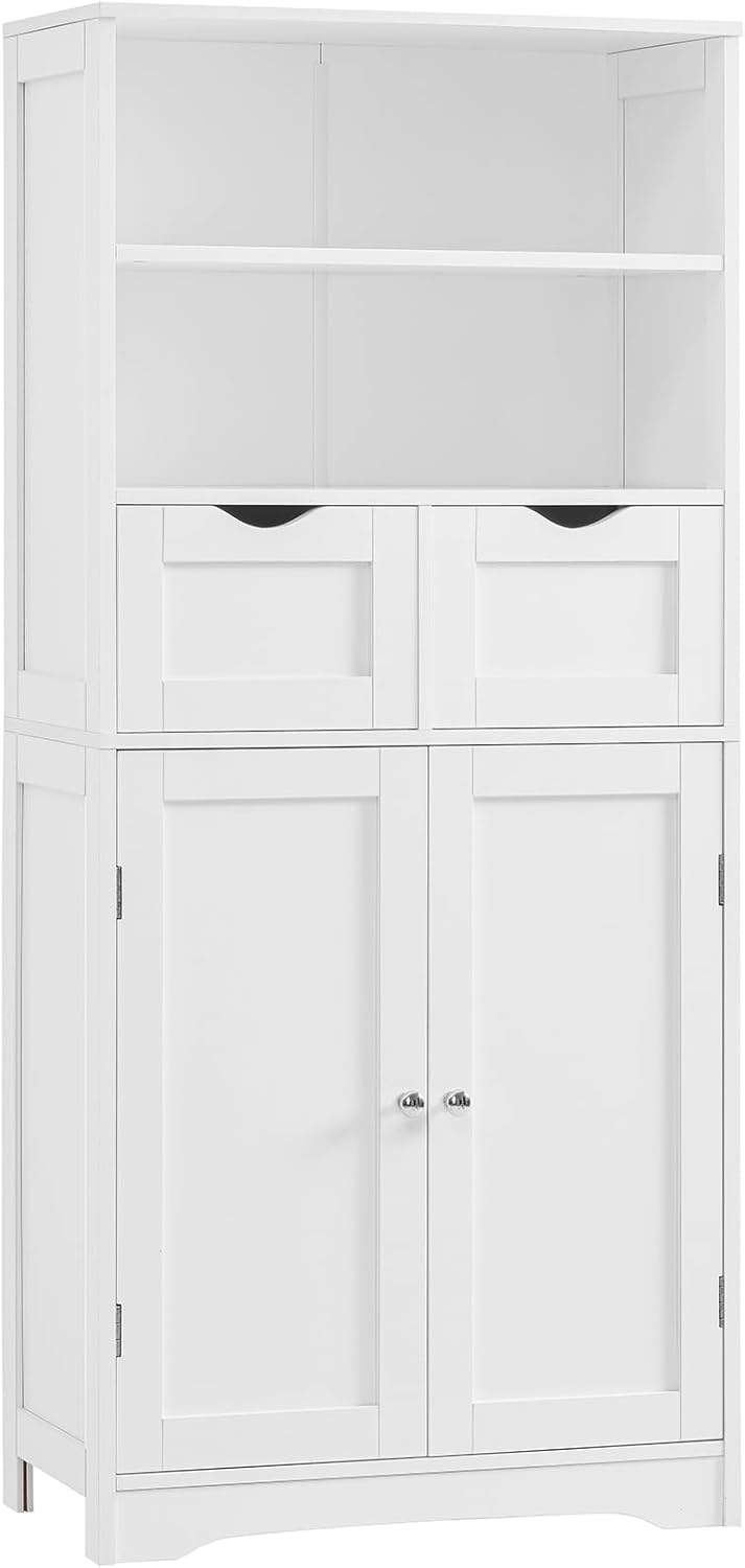 Iwell Tall Bathroom Cabinet with Adjustable Shelves and Drawers