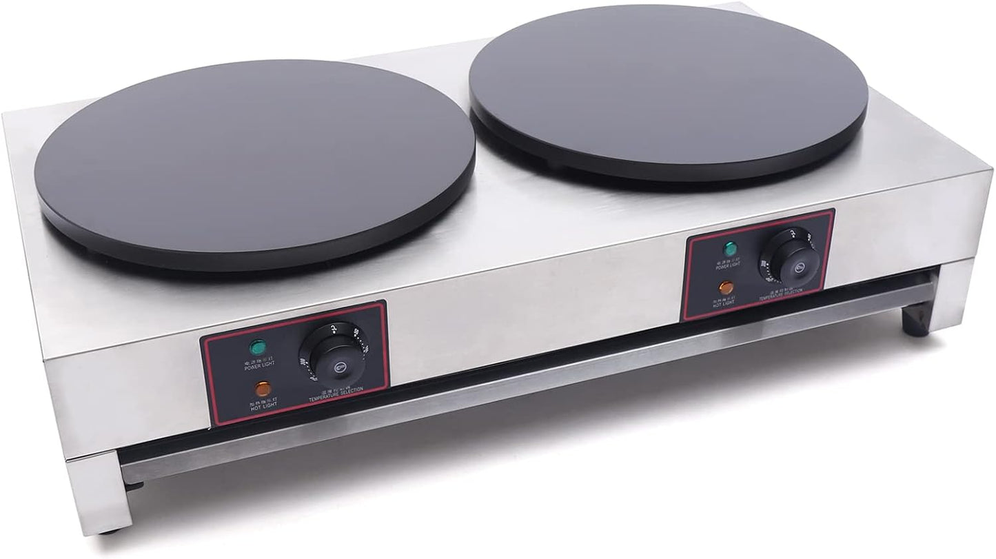 Commercial Non-Stick Electric Crepe Maker - 2 Burners