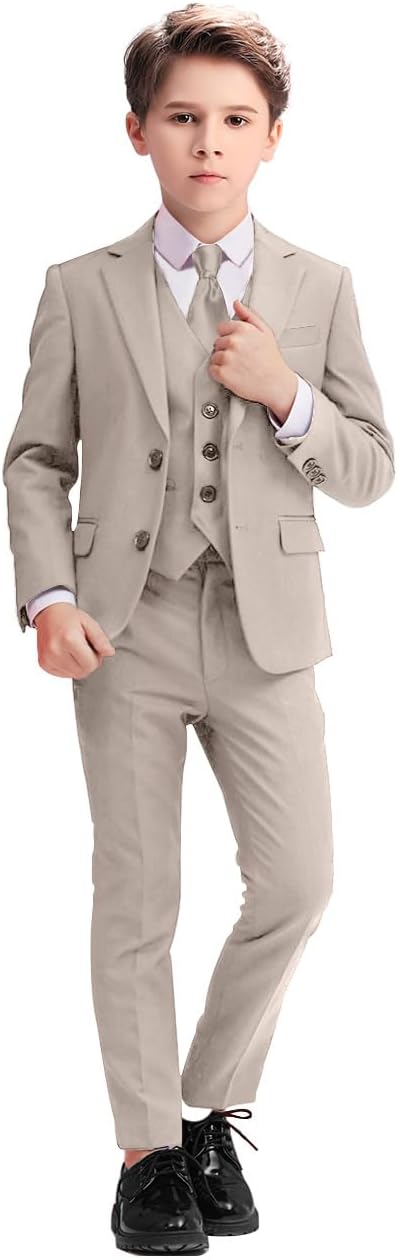 Boys Suits 5 Piece Slim Fit Suit for Kids Formal Events
