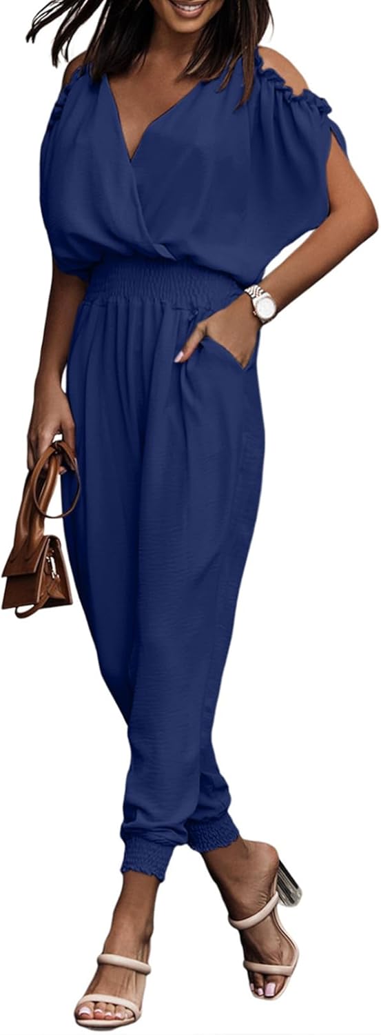 Dokotoo Jumpsuit for Women: Dressy Casual Cold Shoulder Outfit