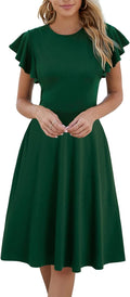 Semi-Formal Ruffle Sleeve Fit and Flare Dress - Flattering Work