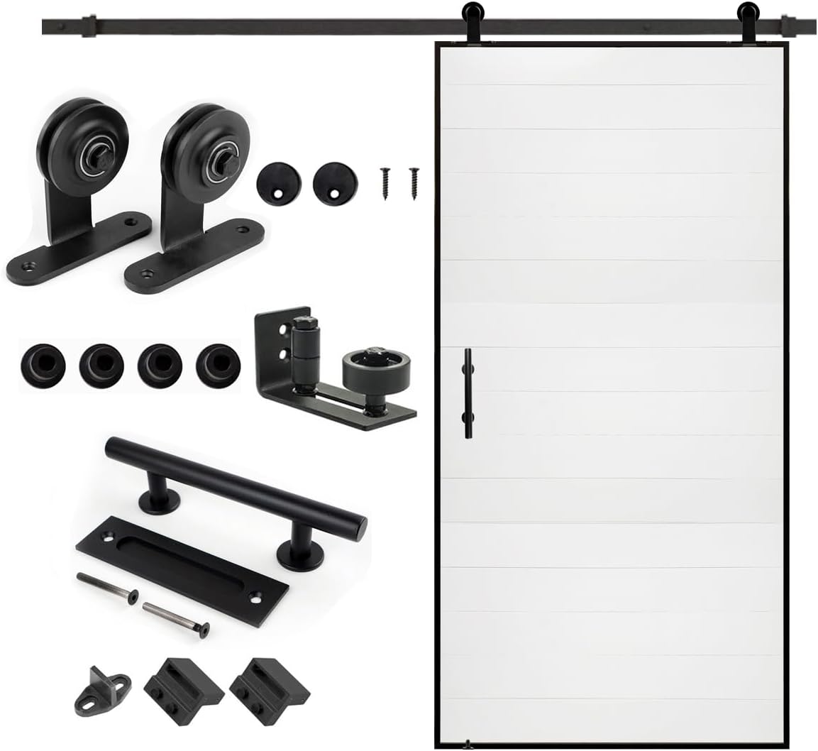 S&Z Tophand 42 in. x 84 in. White PVC Barn Door for Modern Spaces