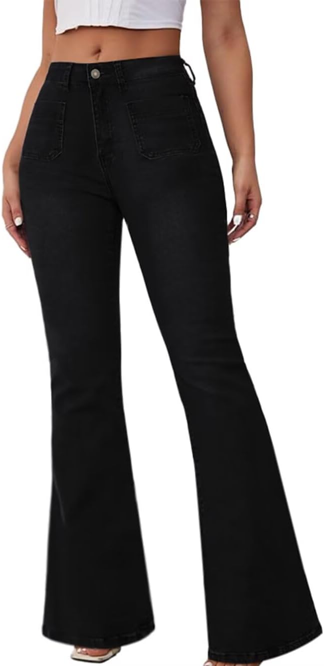 KDF Flare Jeans for Women - High Waisted Bootcut Bell Bottoms