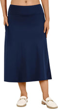 Womens Modest Knee Length Skorts - Athletic Midi Skirt with Pockets