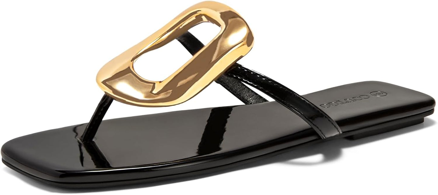 Coutgo Womens Flat Sandals Comfortable Flip Flops for Summer