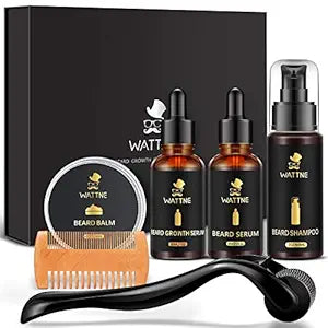 Beard Growth Kit with Derma Roller and Biotin Oil for Men