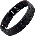 KYOSI Black Mens Magnetic Bracelet Three Row Link Bracelet - Bold 8.66