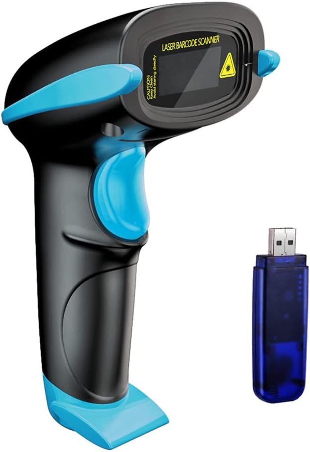 NADAMOO Wireless Barcode Scanner with 328 Feet Range and USB