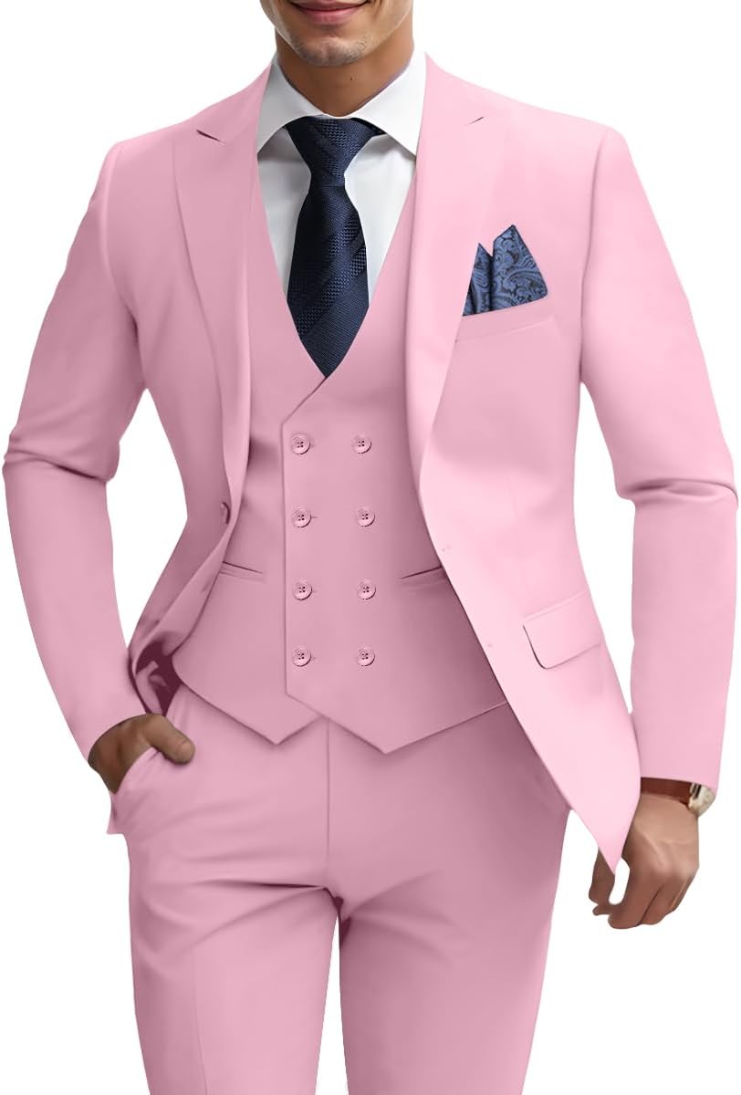 Mens 3 Piece Slim Fit Suit Set for Weddings and Formal Events