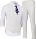 Men's Vest and Pants Suit Set - Slim V-Neck Casual Formal Fit