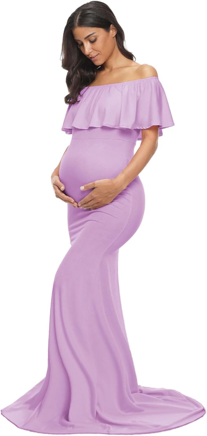 Elegant Off Shoulder Maternity Dress for Stunning Photoshoots