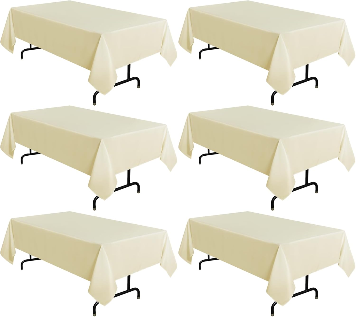 Sancua 6 Pack Beige Tablecloth for 6 Feet Tables - Durable Cover