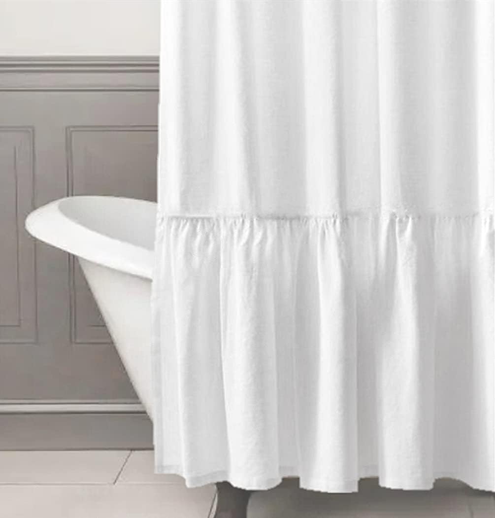 Boho Chic Ruffle Hem Shower Curtain, Felisa 72x72