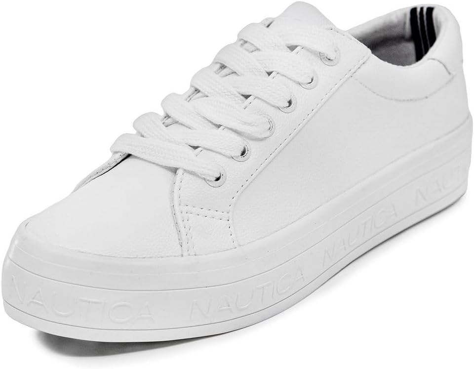 Nautica Womens Lace-Up Fashion Sneakers for Casual Walking