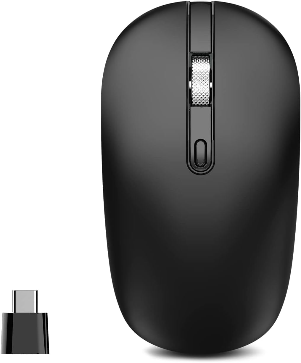 Silent Type C Wireless Mouse - Ambidextrous Black