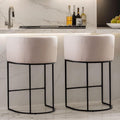 Contemporary Cream Linen Bar Stools Set of 2 for Kitchen Use