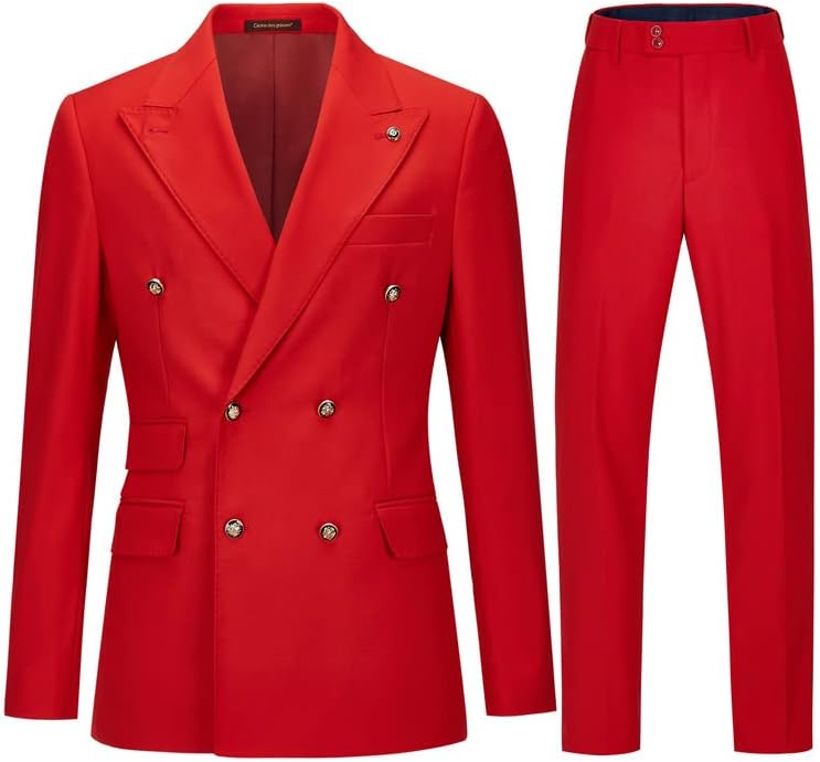 Men's Slim Fit 2 Piece Suit Double Breasted Tuxedo Set