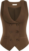 Belle Poque Women Double Breasted Waistcoat Vintage Lapel