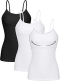 Cotton Camisoles for Women 3-Pack with Built-In Shelf Bra