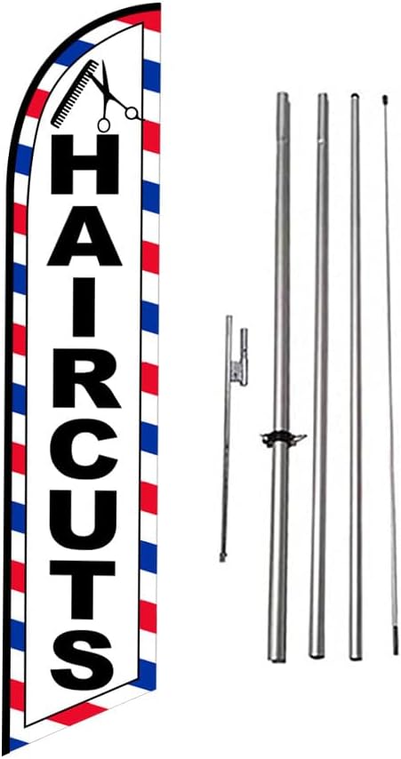 Haircuts Feather Banner Swooper Flag Kit with 15FT Pole Kit