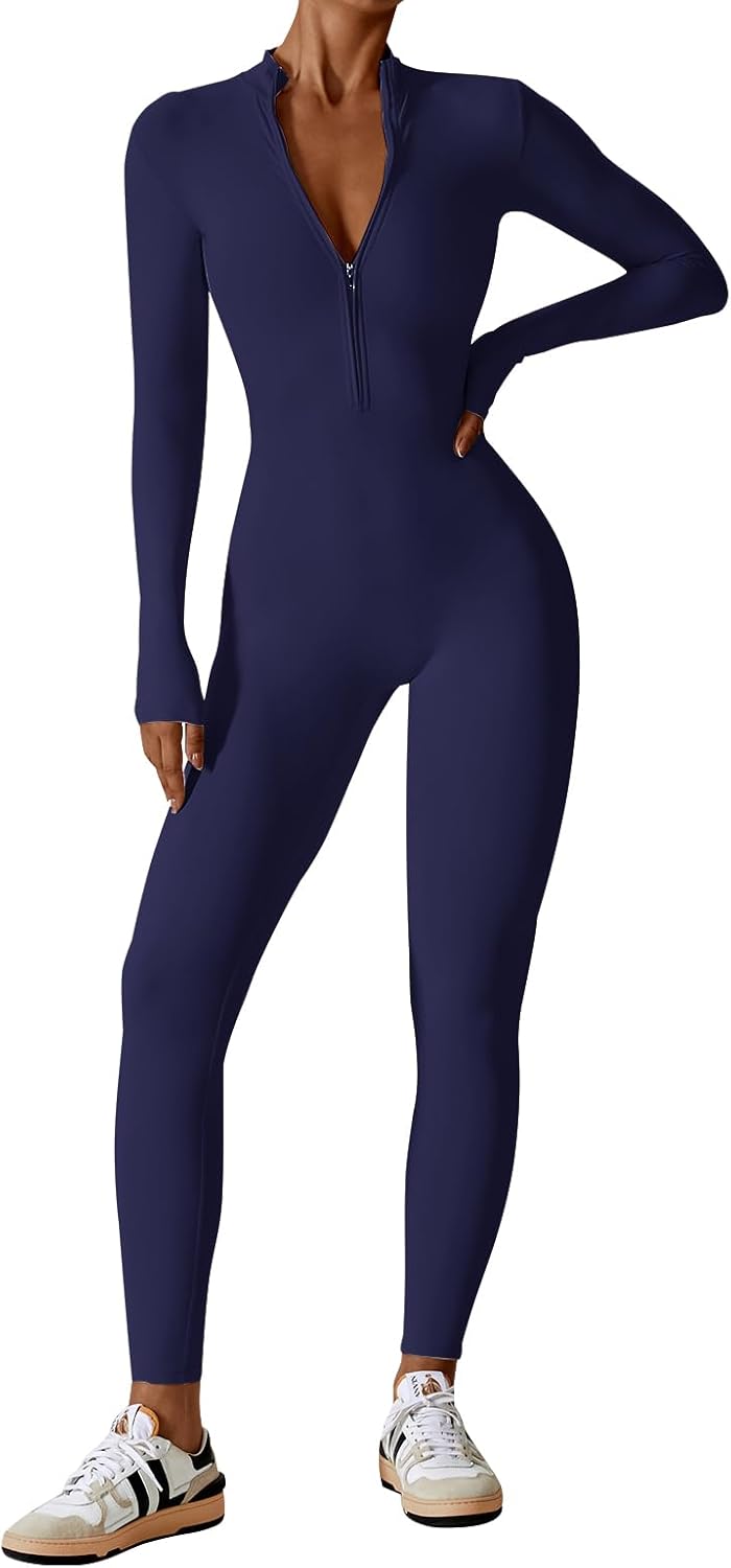 ECUPPER Women Long Sleeve Bodycon Jumpsuits for Fitness Style