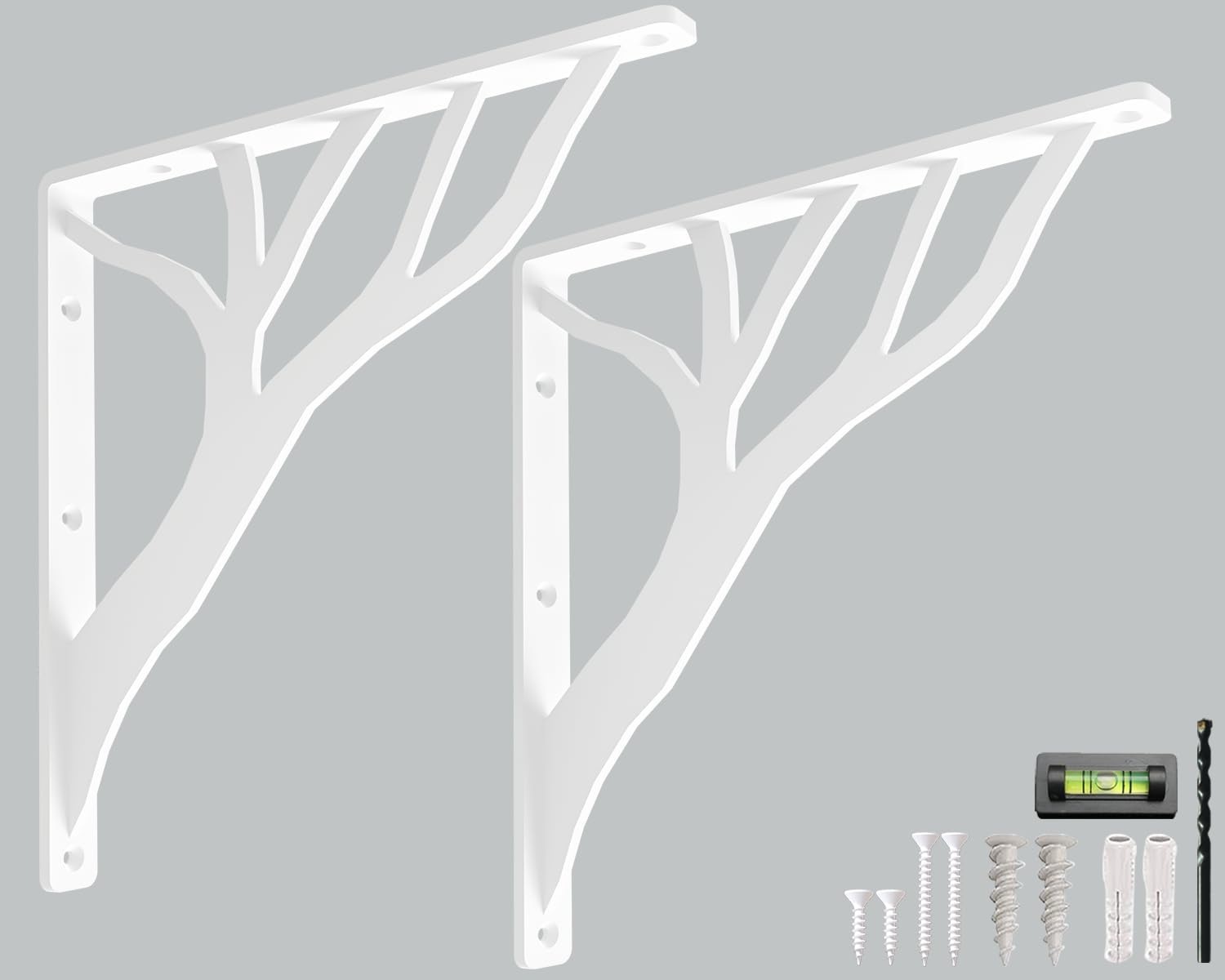 Rustic Tree White Heavy Duty Shelf Brackets for Stylish Shelving