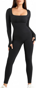 Popilush Jumpsuits for Women Long Sleeve Built-In Bra - Bodycon This