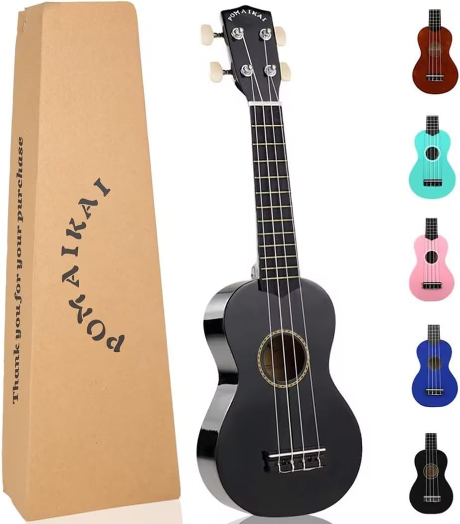 POMAIKAI Ukulele Starter Wood Soprano Ukele Hawaiian Small Guitar