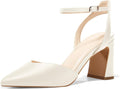 Womens Closed Toe Chunky Block Heel Ankle Strap Pumps - Dressy Comfort