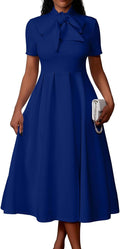 Memoriesea Women's Elegant A-Line Dress with Pockets - Versatile Work