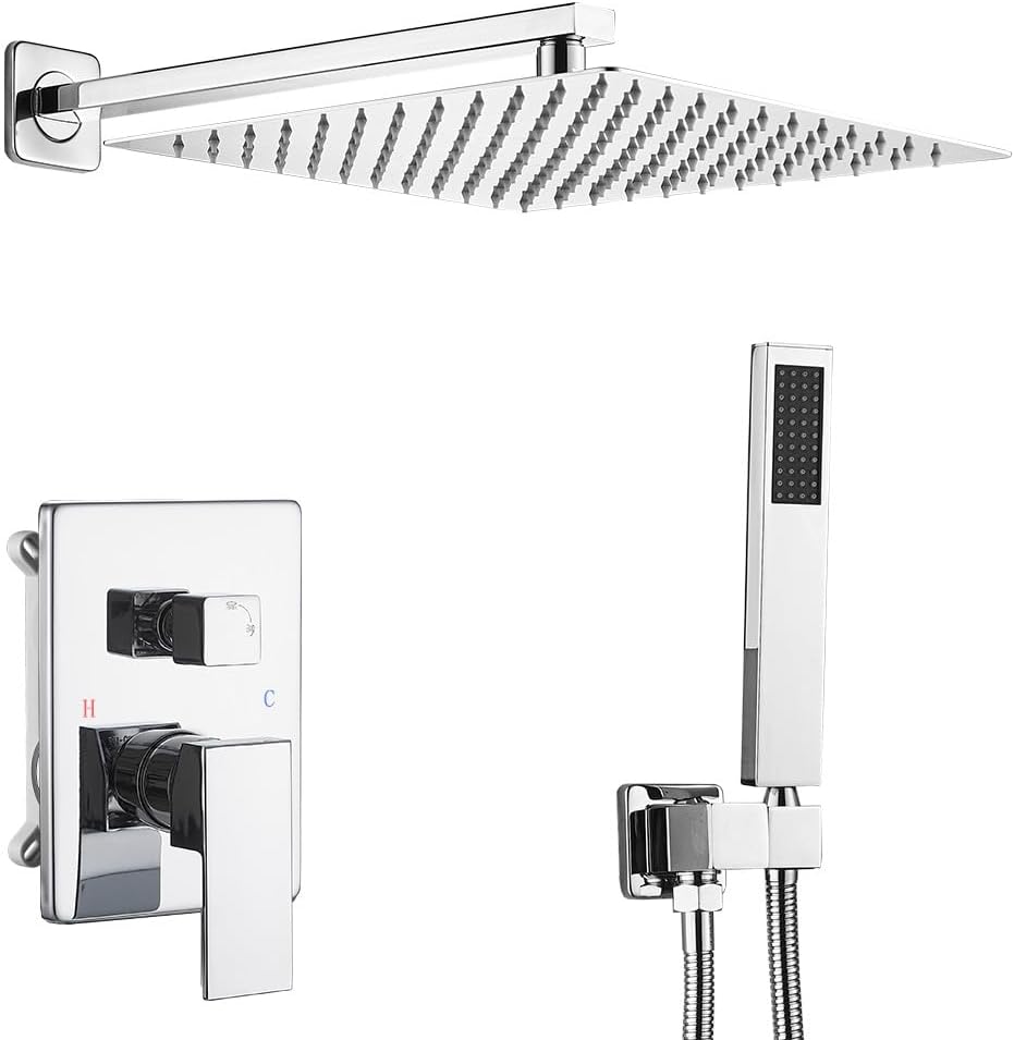 Polished Chrome Shower System with 12 Inch Rainfall Shower Head