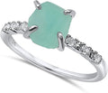 Real Raw Crystal Dainty Ring white Gold Birthstone - Gift (Style TGVH)