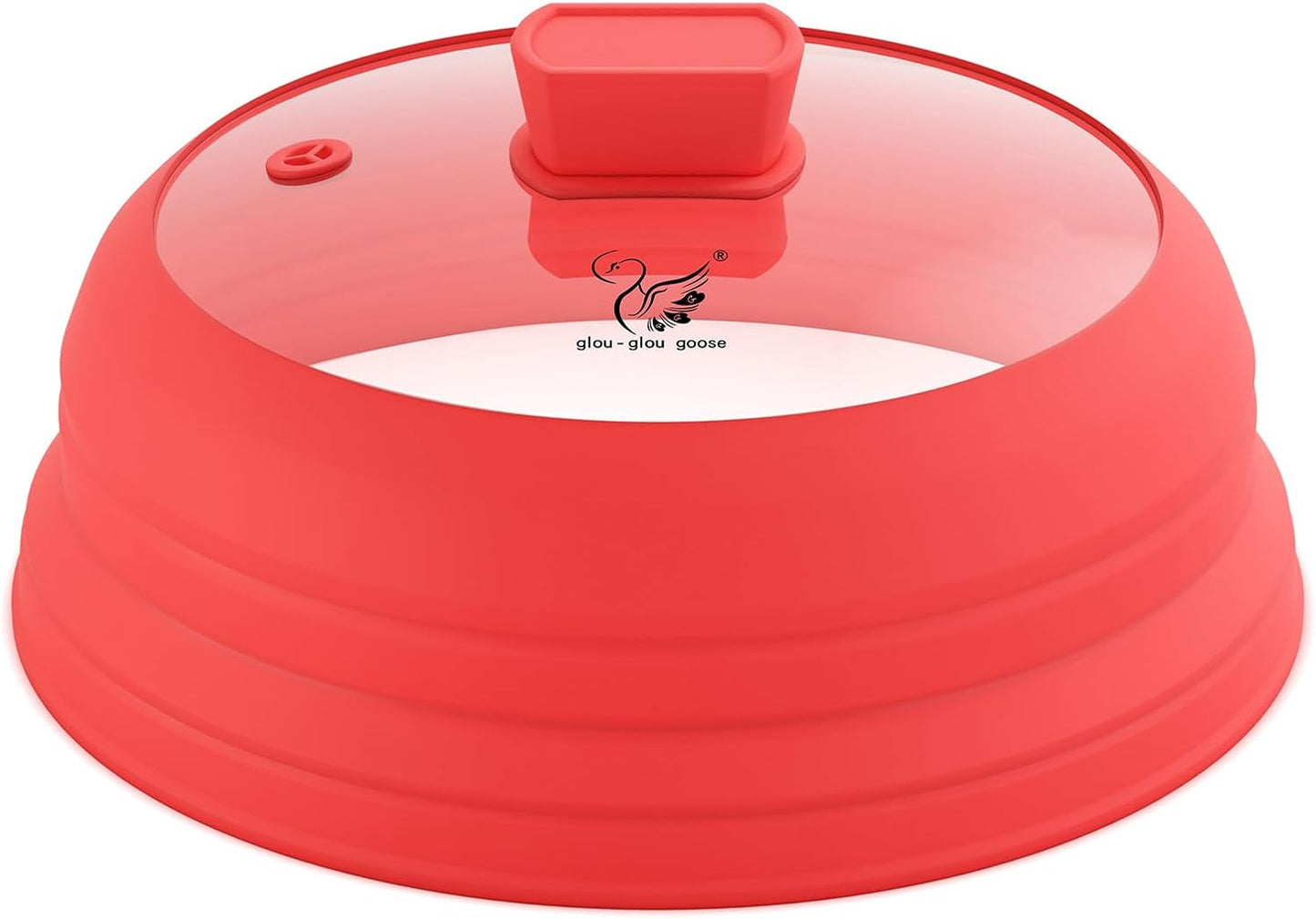 Microwave Splatter Cover Glass Lid with Collapsible Silicone