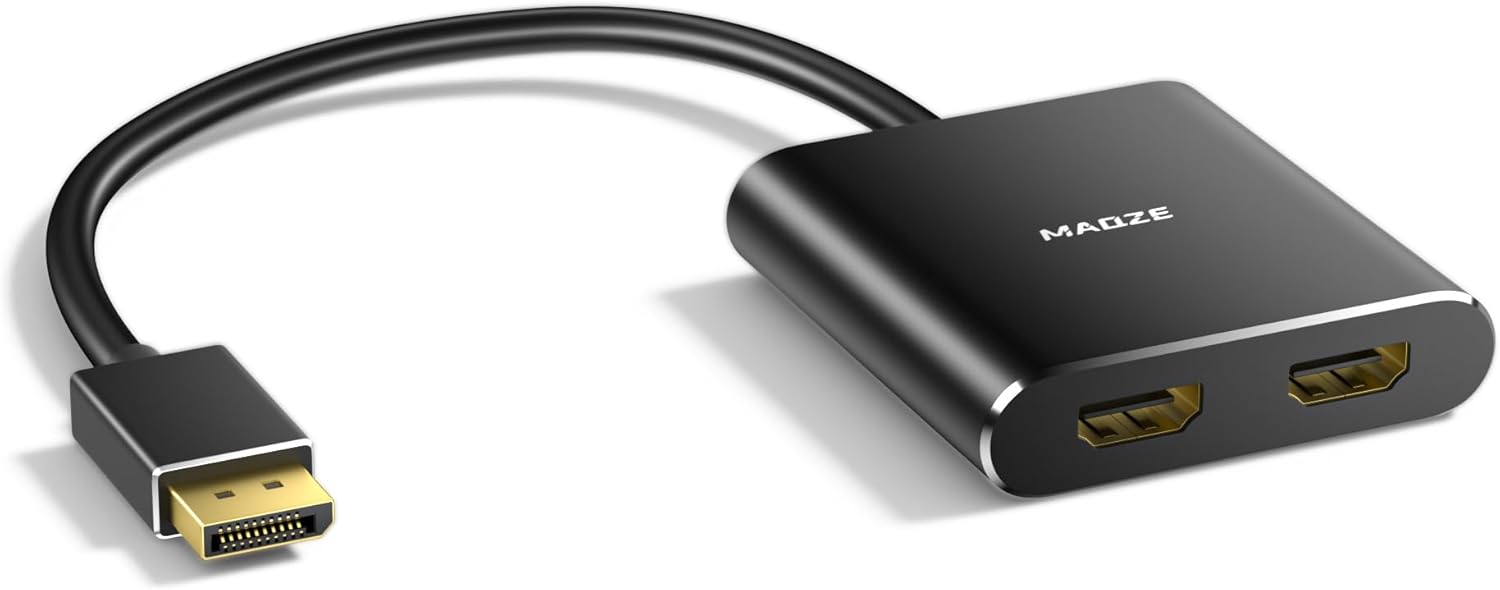 4K@60Hz DisplayPort to Dual HDMI Adapter for Enhanced Productivity