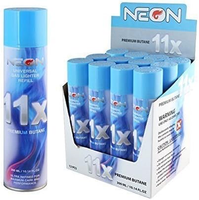 Neon 11x Ultra Refined Butane Fuel Lighter Refill Gas - 12 Cans