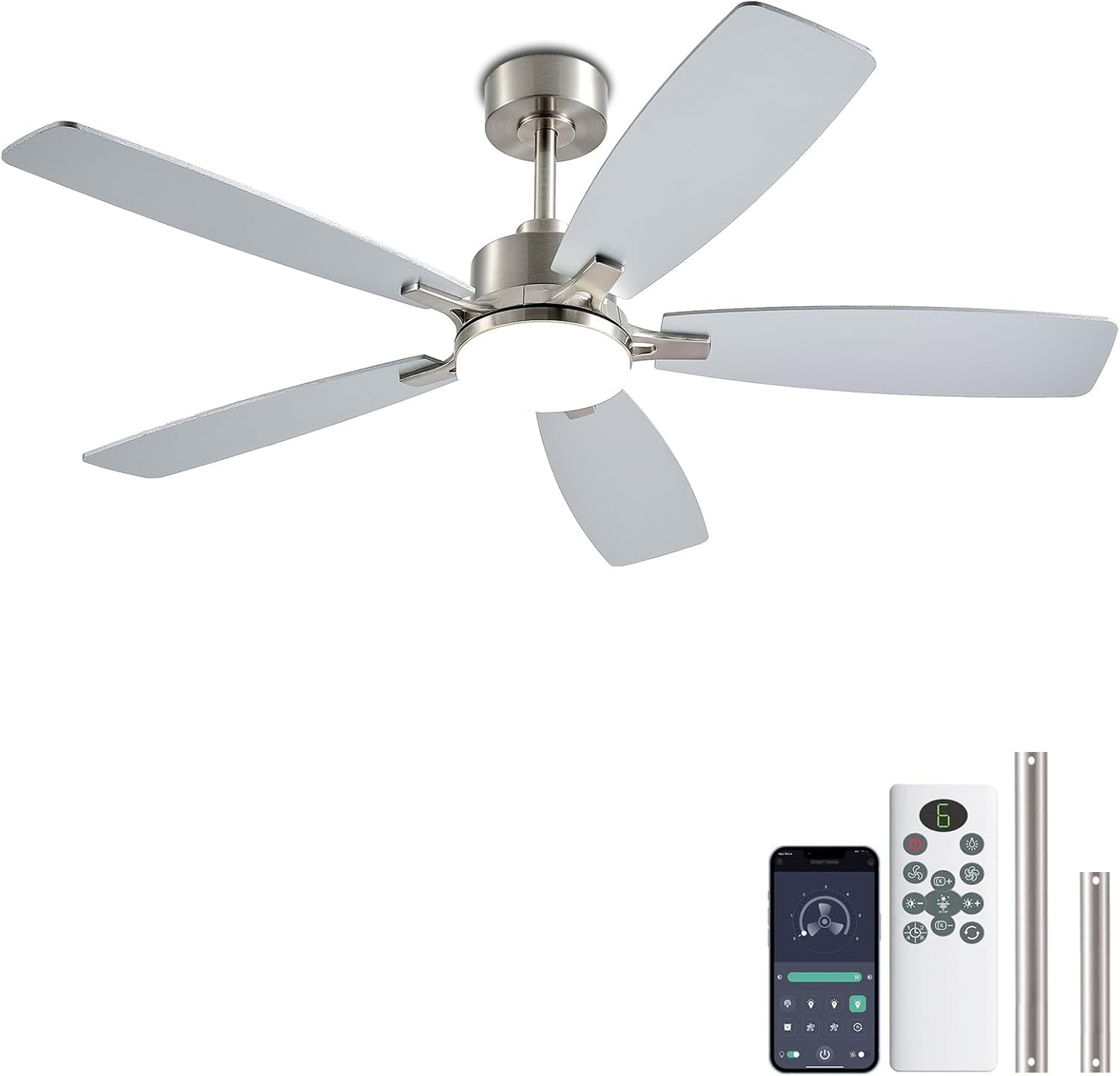 NKPU 52 Inch Low Profile Ceiling Fan with Lights and Remote