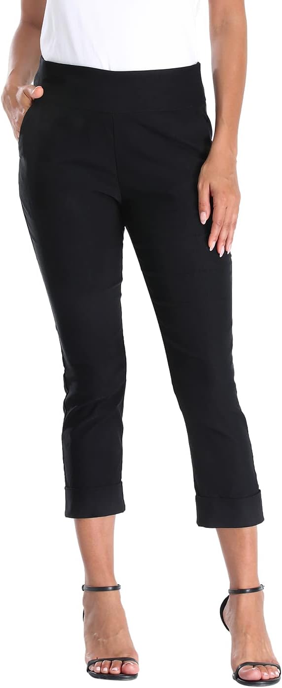 HDE Pull On Capri Pants for Women with Pockets and Style