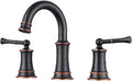 Rustic Oil Rubbed Bronze Bathroom Faucet 3-Hole Widespread - Antique