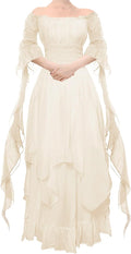 YEAXLUD Women's Victorian Dress Puff Sleeve Off Shoulder Ruffle
