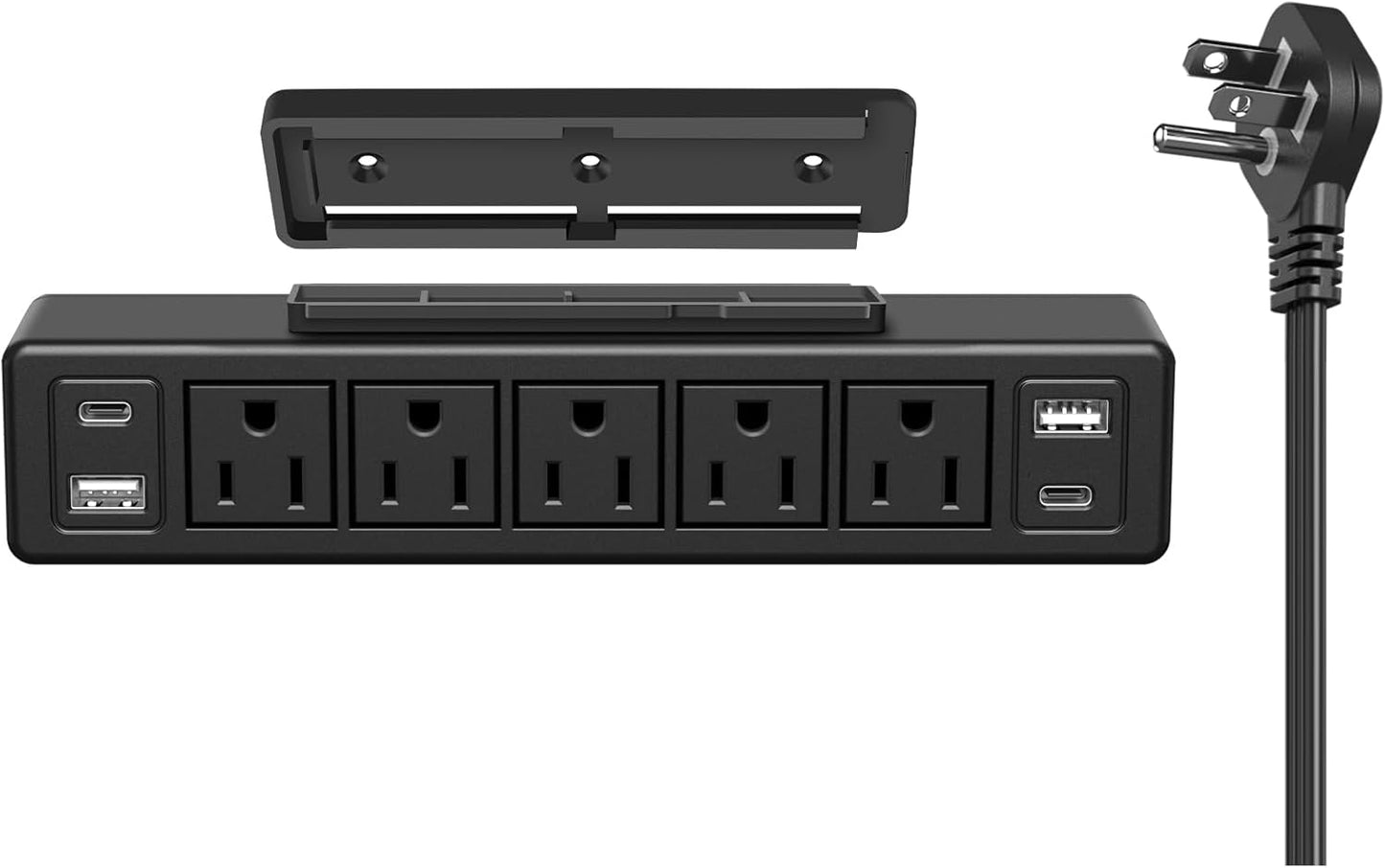 40W Under Desk Power Strip with Fast Charging and 9 Outlets